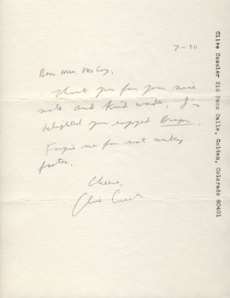 Autograph Letter Signed [Clive Cussler]